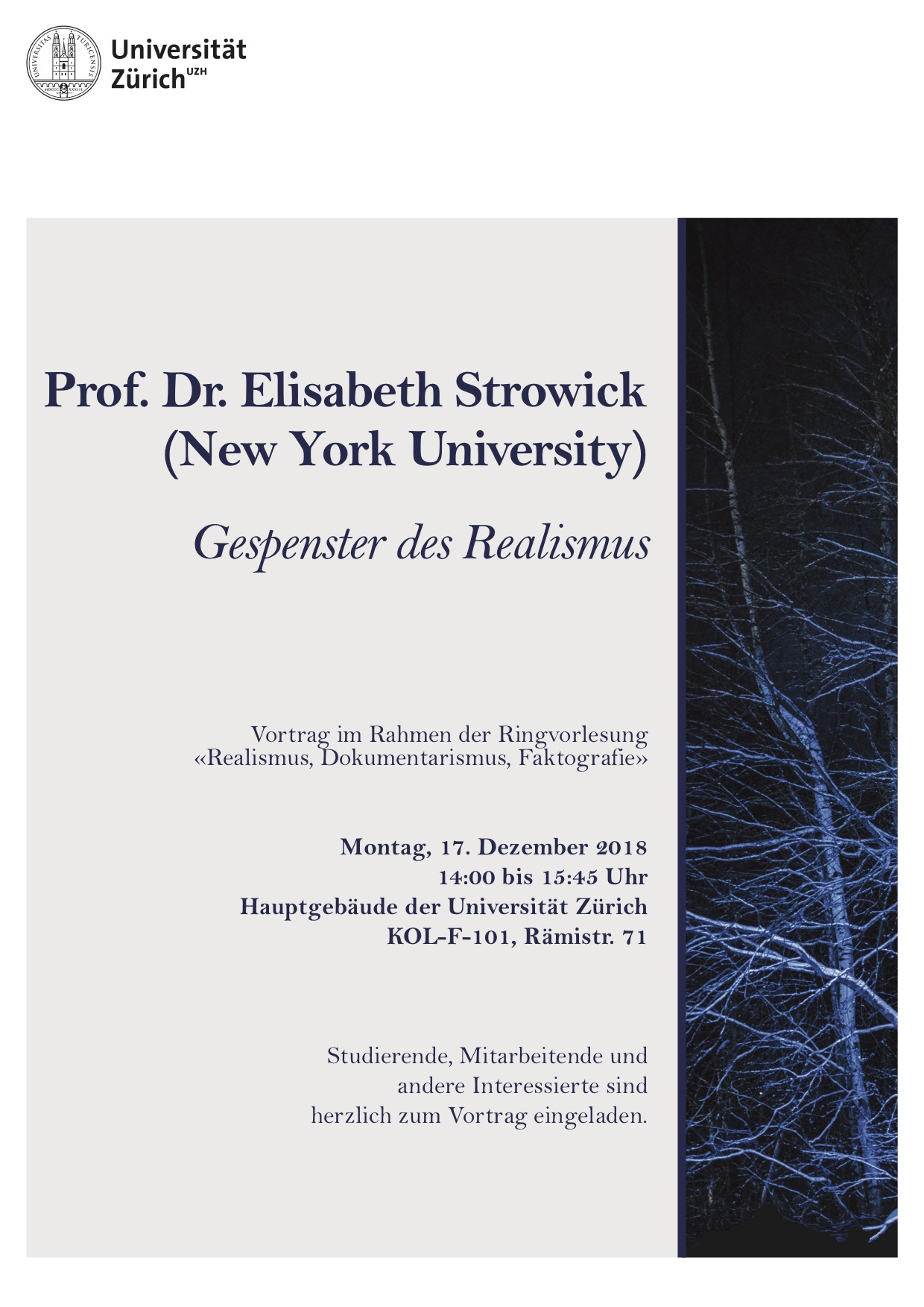 Prof. Dr. Elisabeth Strowick (New York University) "Gespenster des Realismus"