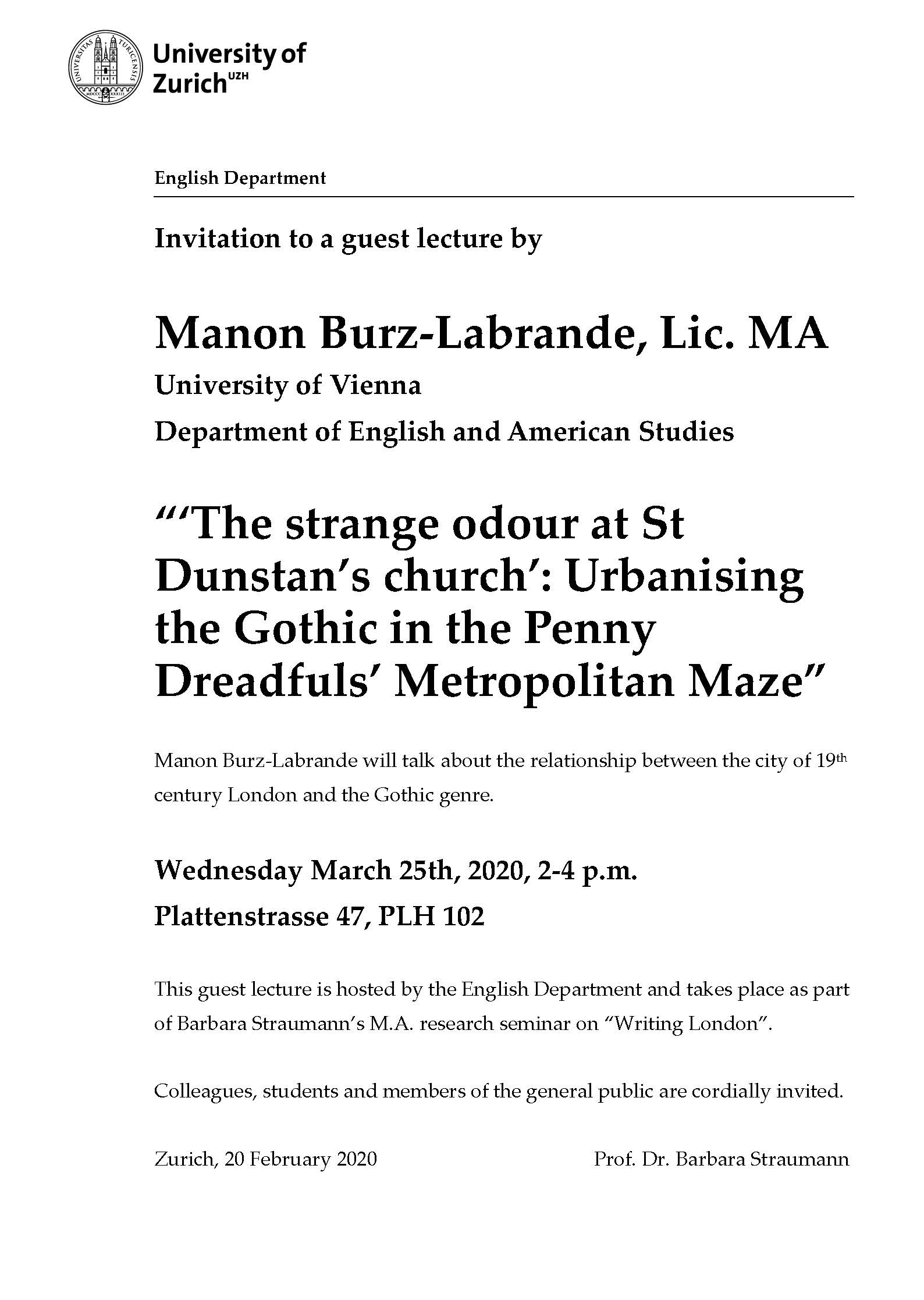 Guest Lecture by Manon Burz-Labrande, Lic. MA