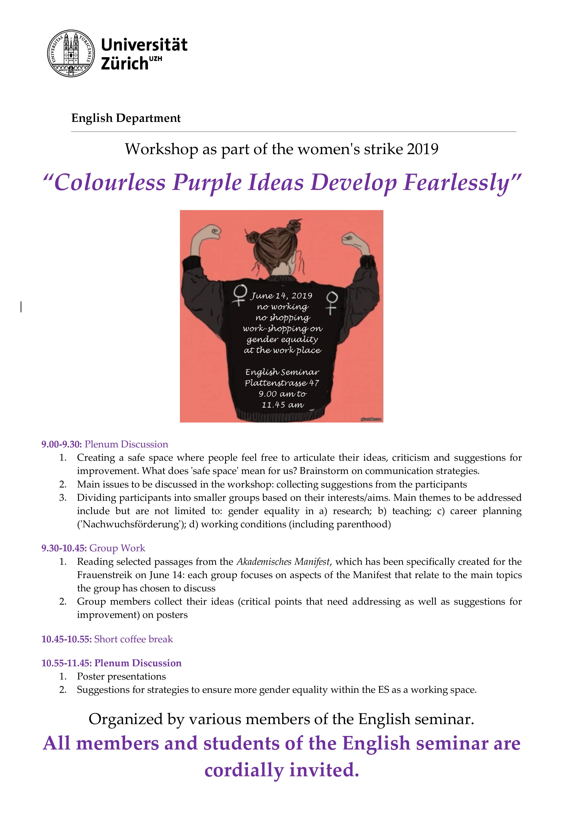Workshop “Colourless Purple Ideas Develop Fearlessly”