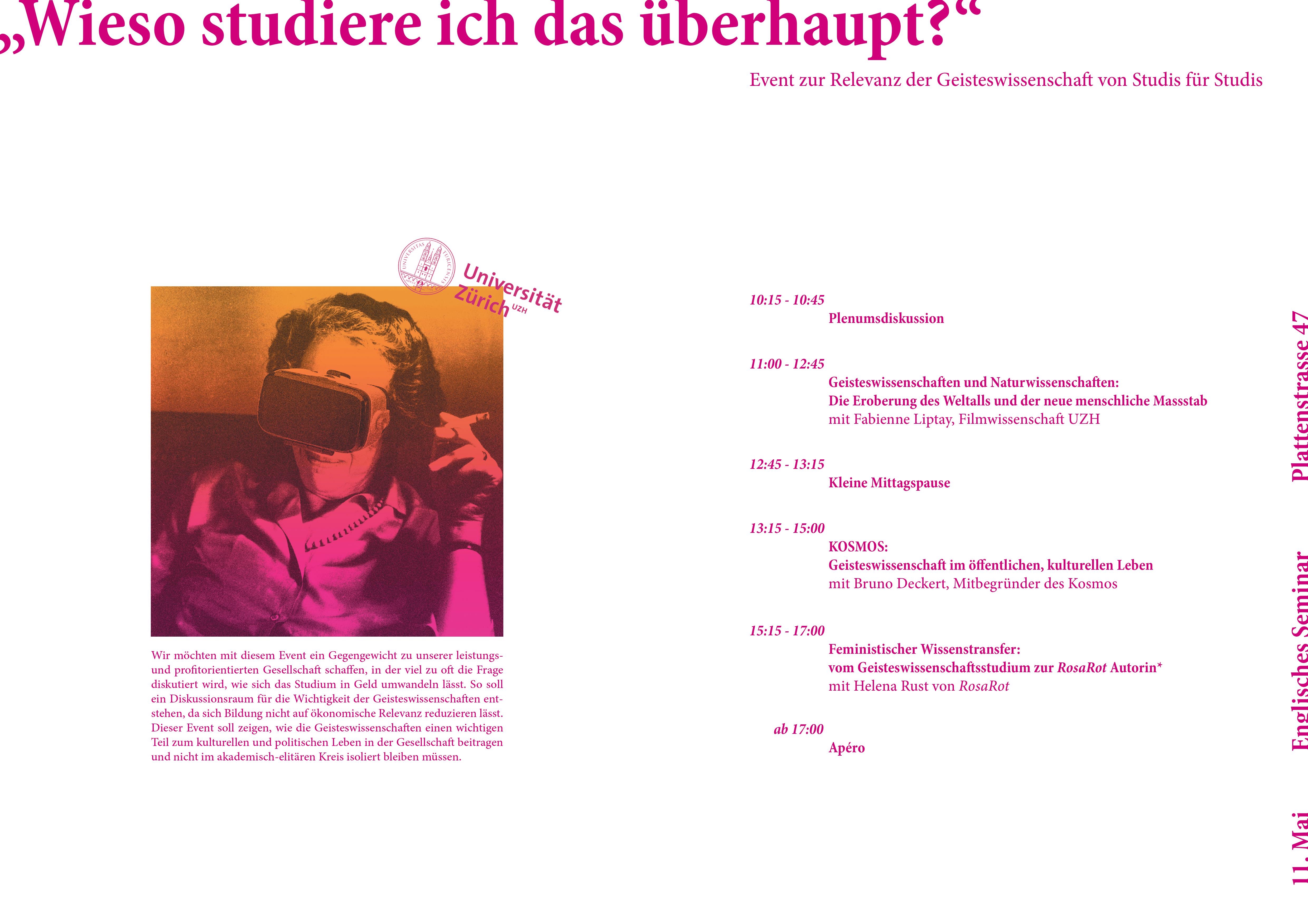 „Wieso studiere ich das überhaupt?“ Event zur Relevanz der Geisteswissenschaft von Studis für Studis