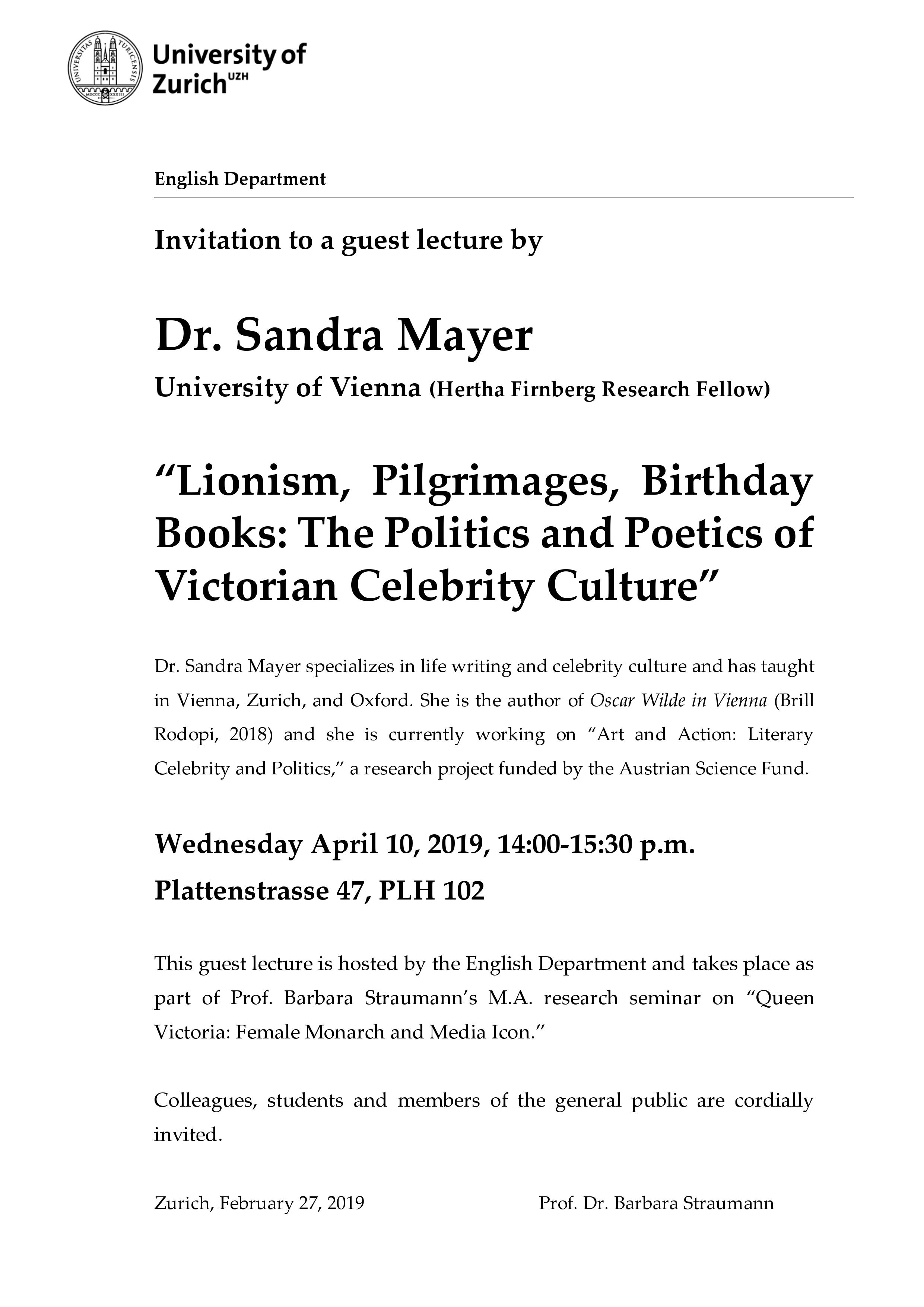Guest Lecture Sandra Mayer