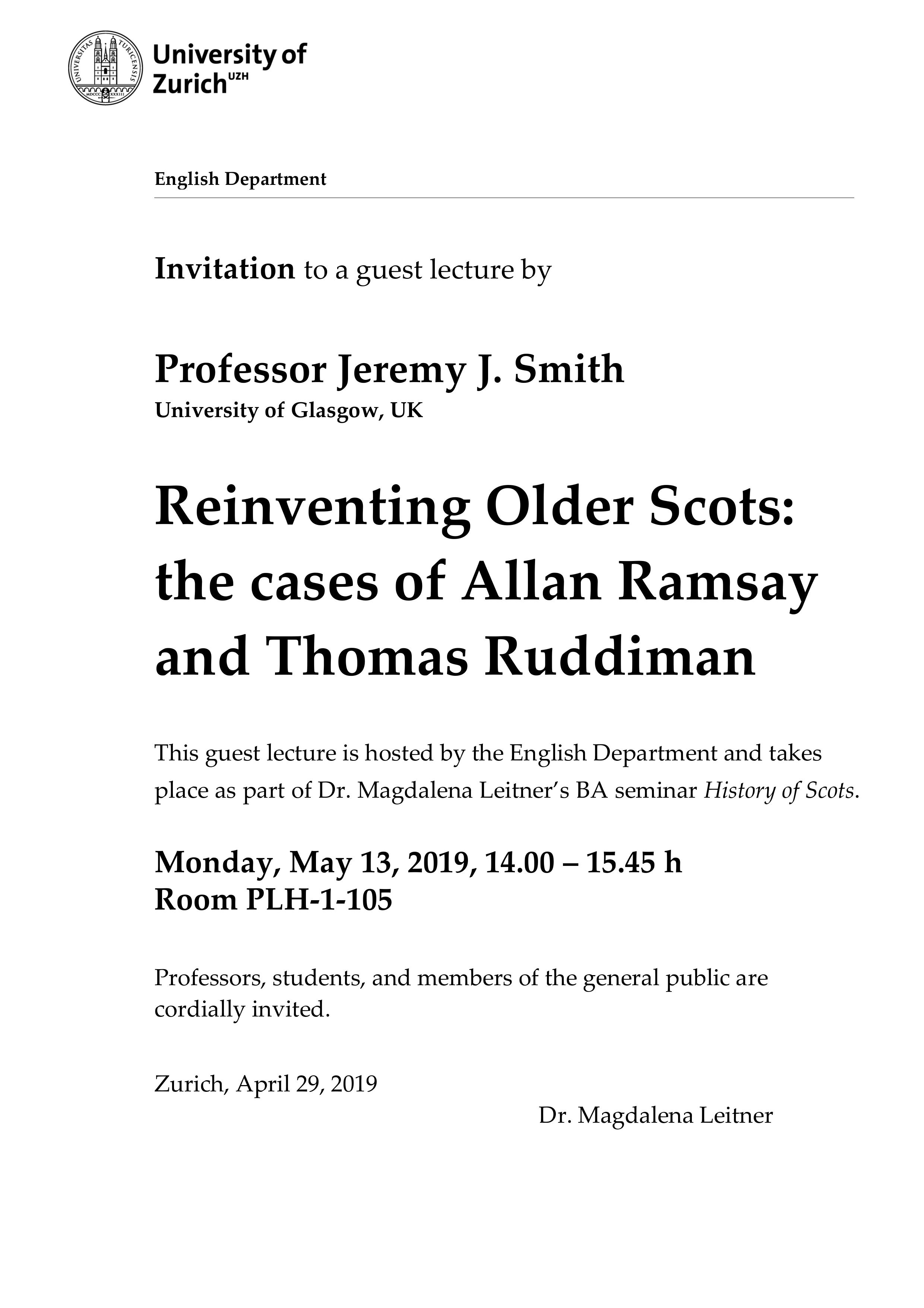Guest Lecture Professor Jeremy J. Smith