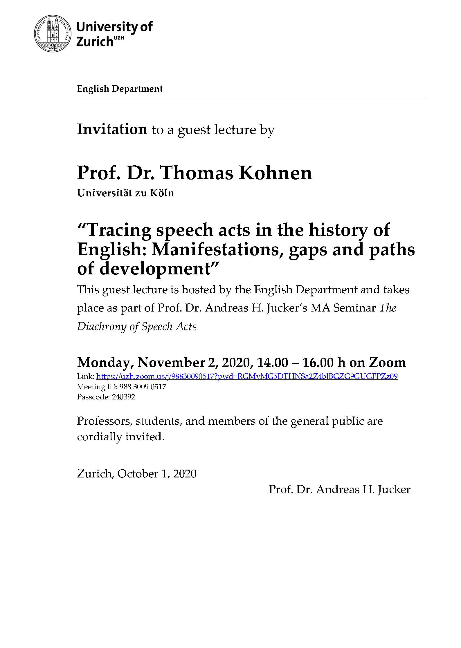 Guest Lecture Prof. Dr. Thomas Kohnen (Universität zu Köln)