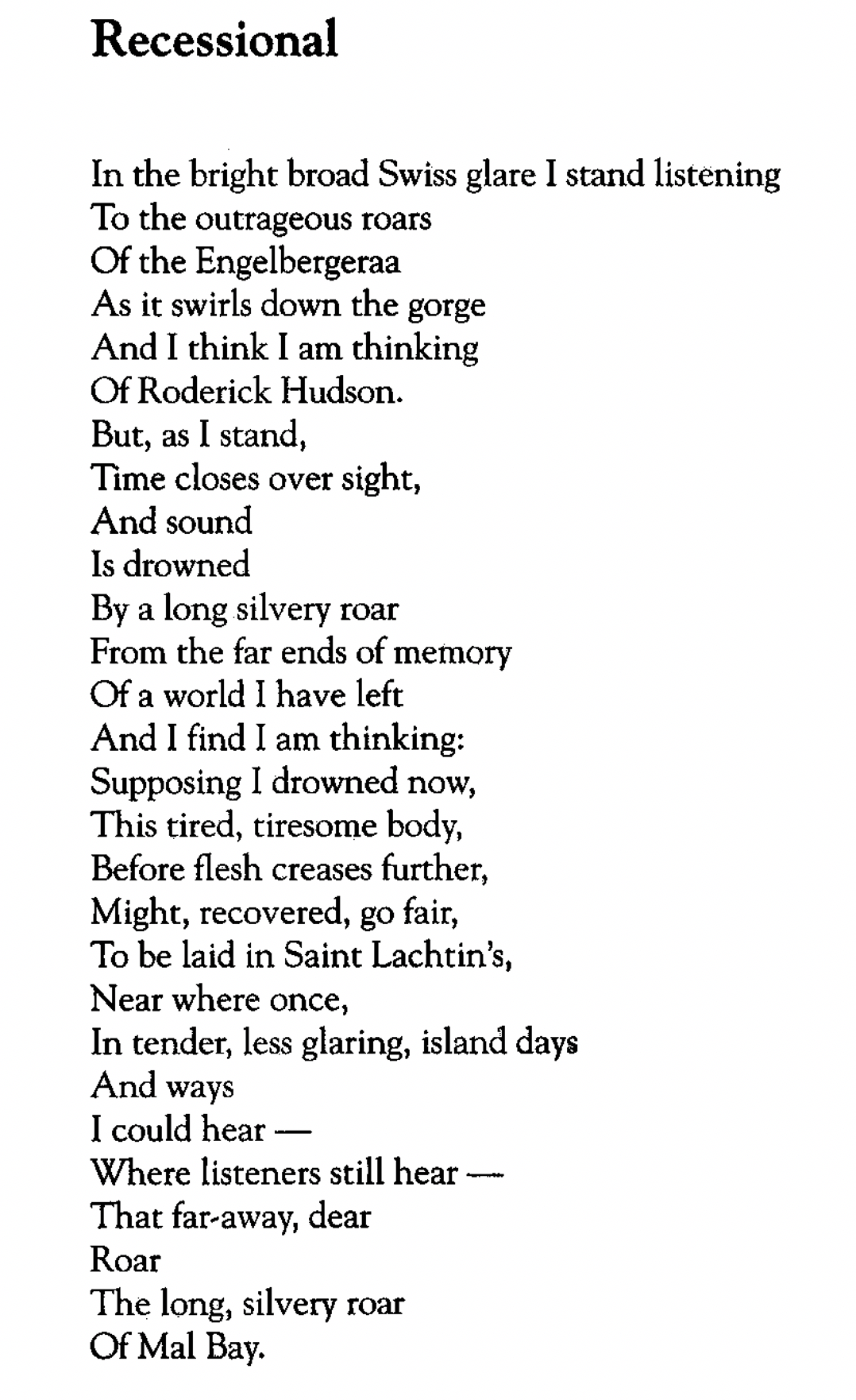 Thomas MacGreevy, "Recessional"