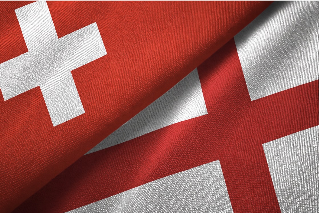Swiss and English Flags