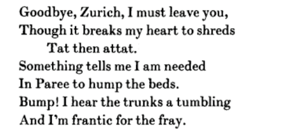 James Joyce, "Goodbye, Zurich"