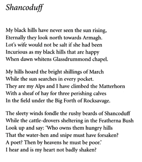 Patrick Kavanagh, "Shancoduff"