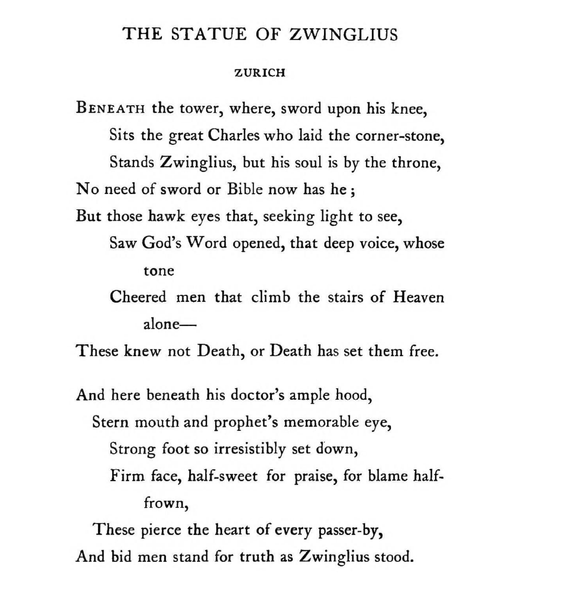 H. D. Rawnsley, "The Statue of Zwinglius: Zurich"